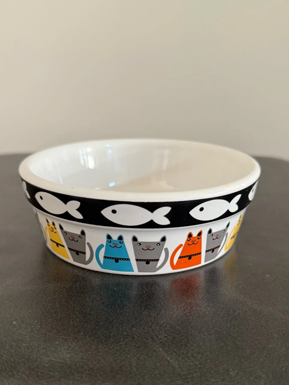 Colorful Cat Pattern Ceramic Cat Bowl - Multicolor